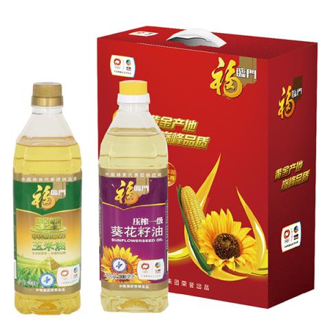 中粮福临门营养油礼盒「900ml*2」葵花籽油+玉米油组合