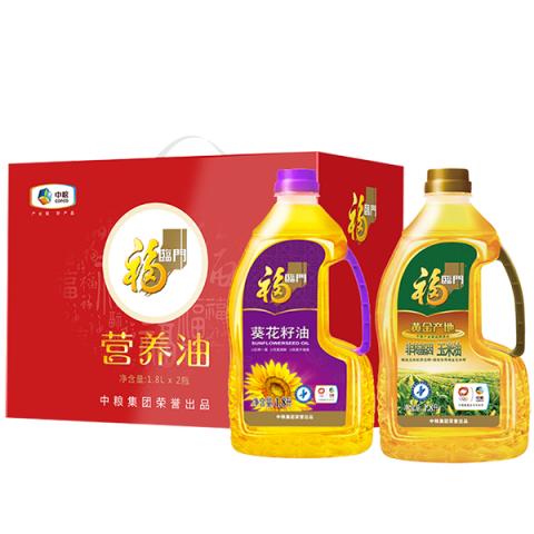 中粮福临门营养油礼盒「1.8L*2」葵花籽油+玉米油组合